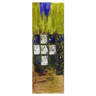 Gethsemane / Linoldruck und Moorlauge auf Papier / 300 x 120 cm