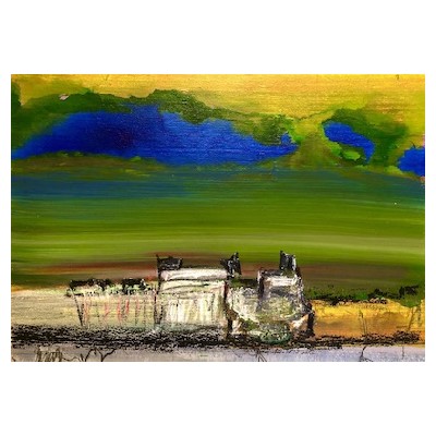 Landschaft 3, Tusche und Pastelkreide auf Papier, 40x30 cm