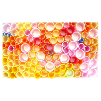 Leben, Lockenwickler und Holz, 30x50 cm