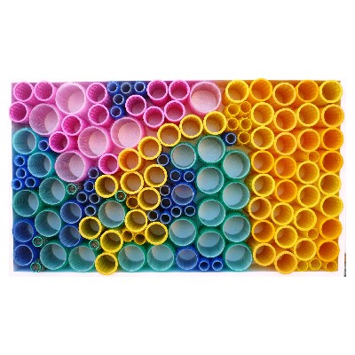 Leben, Lockenwickler und Holz, 30x50 cm